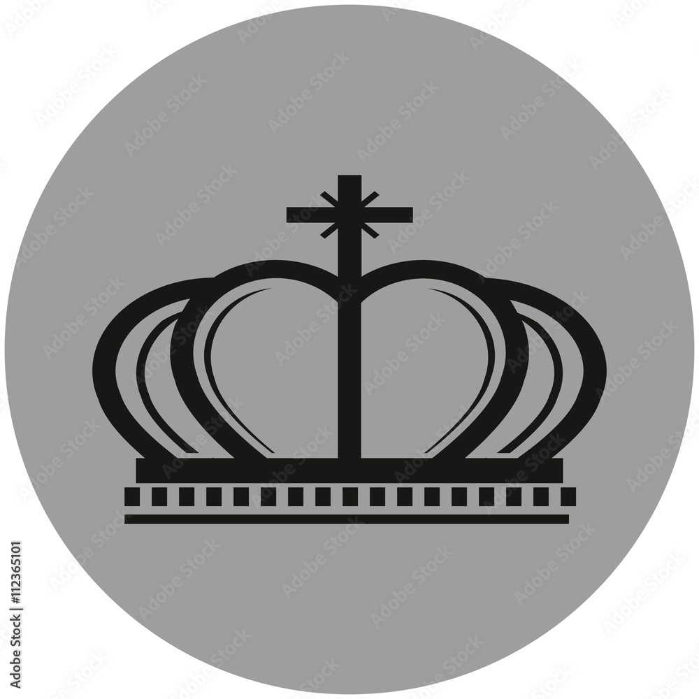 Poster crown sign icon. king hat symbol. gray circle button with icon. vector