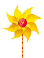 Yellow pinwheel isolated on white background