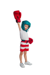 Boy in boxing outfit