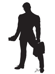 strong leader businessman untied shoelaces black silhouette figu