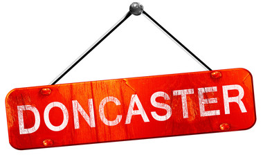 Doncaster, 3D rendering, a red hanging sign