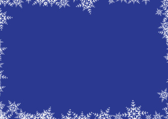 Fototapeta na wymiar Фон синей новогодней рождественской открытки со снежинками 