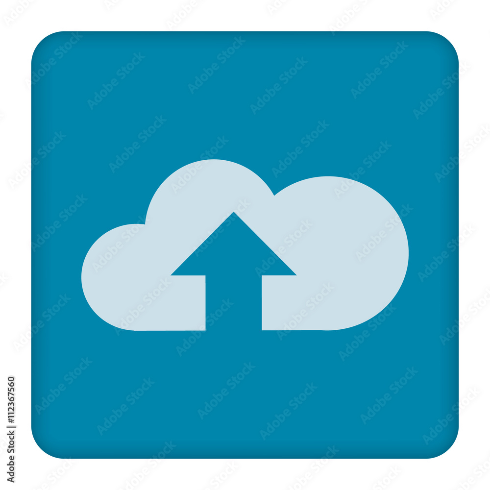 Poster Upload from cloud icon. Upload button. Flat design style.