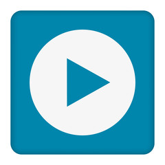 White play button vector icon. white circle. Blue button