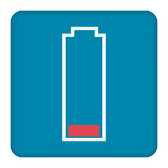 Low battery icon on blue button background,clean vector