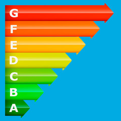 Energy classification symbol on a blue background. Vector.