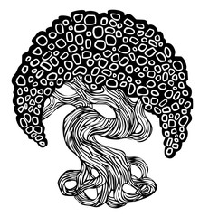 graphics bonsai tree. curve trunk, big crown