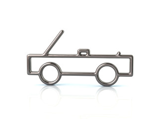 3d illustration of silver cabriolet car icon