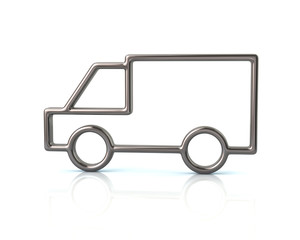 3d illustration of silver truck car icon