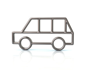 3d illustration of silver minivan car icon
