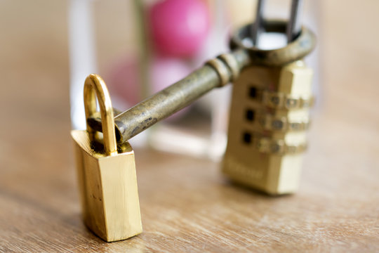 modern padlocks and old key