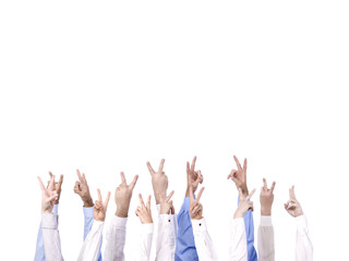 group of hand lifting up counting