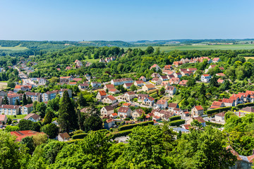 View of Provins medieval city from Cesar tower. France. - obrazy, fototapety, plakaty