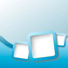 Flyer template wit wavy line and squares in blue color