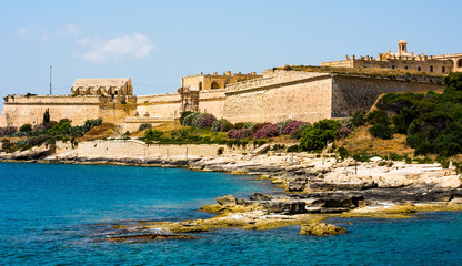 Naklejka premium amazing coastal architecture of Valletta in Malta from the sea