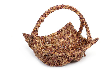 Wicker basket, isolated on white background