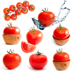 Set of tomatoes  isolated on white background