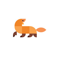 Geometric animal in flat design illustration logo mammal mongoose with a look back