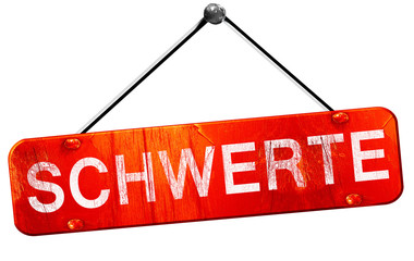 Schwerte, 3D rendering, a red hanging sign