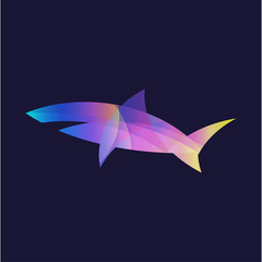 Shark gradients in the logo design stylish modern minimalist sign illustration