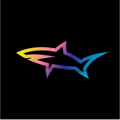 Linear Logo Shark in the Modern style of latest Trends Gradient Logos and illustrations animal fish