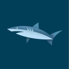 Naklejka premium Shark in blue colors illustration of a modern logo marine animals, quality unique style