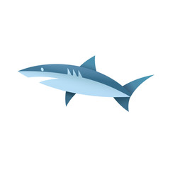 Shark in blue colors illustration of a modern logo marine animals, quality unique style