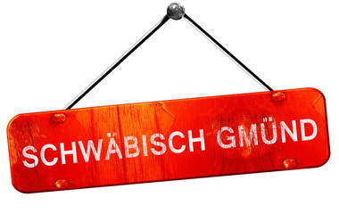 Schwabisch Gmund, 3D rendering, a red hanging sign