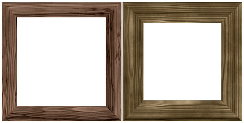 wooden frame isolated on white, set