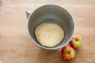 dough cake and apples