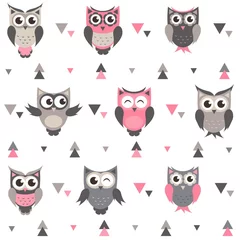 Fotobehang Background with owls, owlets and triangles © ann_precious