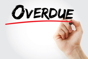 Hand writing Overdue with marker, business concept