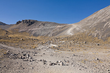 Volcano Nevada de Toluca with lakes inside crater in Mexico