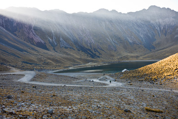 Volcano Nevada de Toluca with lakes inside crater in Mexico © smej