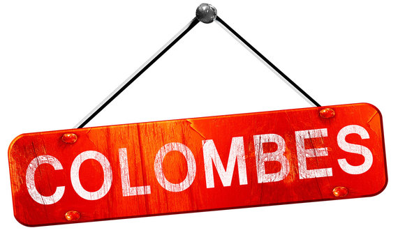 colombes, 3D rendering, a red hanging sign