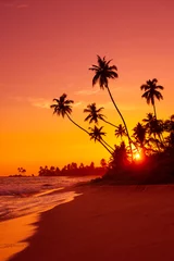 Küchenrückwand glas motiv Tropischer Strand Warm sunset on tropical beach