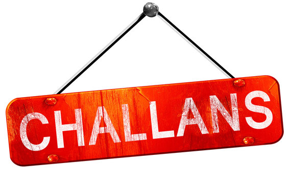 challans, 3D rendering, a red hanging sign