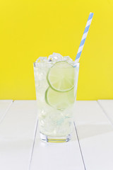 Lemonade with ice cubes.