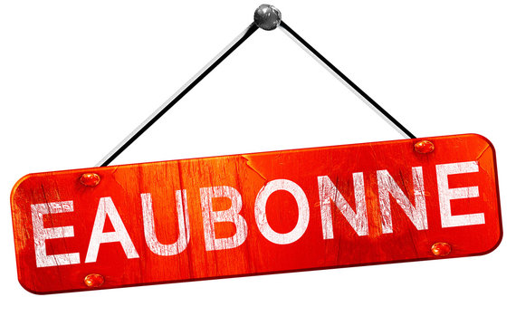 eaubonne, 3D rendering, a red hanging sign
