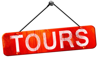 tours, 3D rendering, a red hanging sign