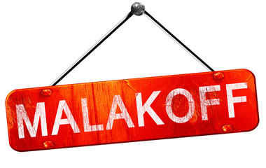 malakoff, 3D rendering, a red hanging sign