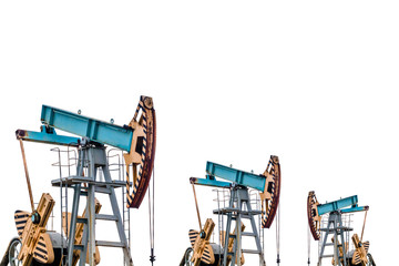 Oil pumps on white background. Isolation.