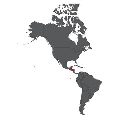 Honduras red map on gray America map vector