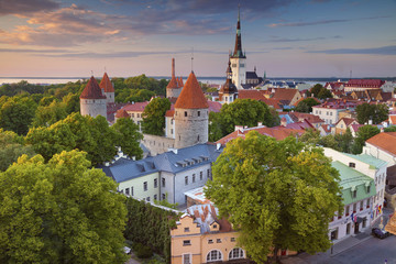 Tallinn. Image of Old Town Tallinn in Estonia during sunset.