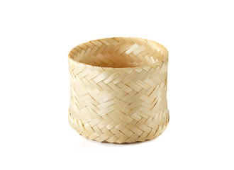 wicker basket, bamboo basket on white background.