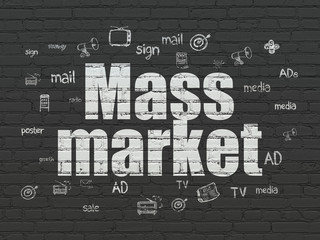 Advertising concept: Mass Market on wall background