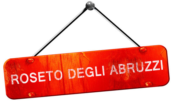 Roseto degli abruzzi, 3D rendering, a red hanging sign