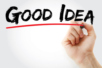 Hand writing Good Idea with marker, business concept