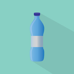 a glass or bottle of water with green background and flat style vector graphic illustration