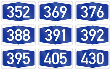 Collection of Numbered highway shields of German Autobahn system